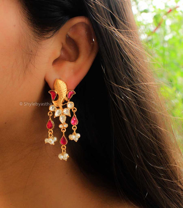 Tattva Meenakari Matsaya Kundan Earrings