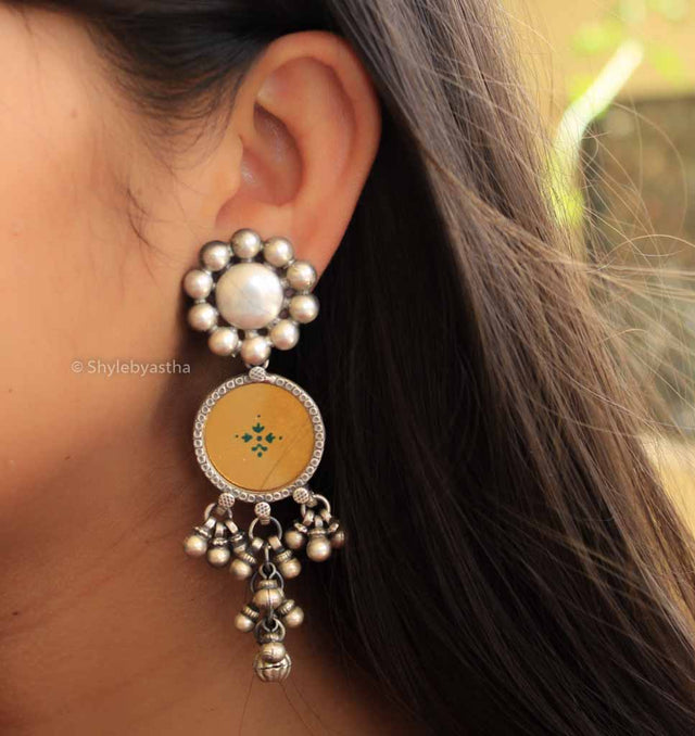 Dulari Glass Painted 3 Layered Ghunghroo Danglers