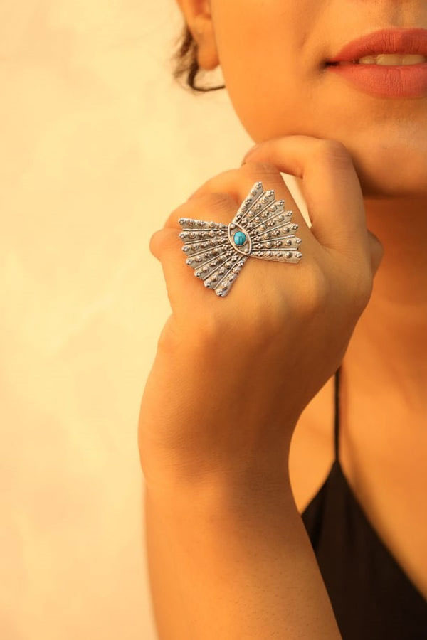 Mizoya Turquoise Bow Tie Statement Ring