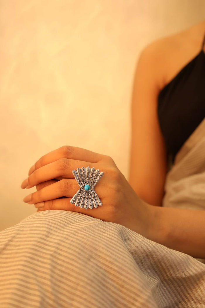 Mizoya Turquoise Bow Tie Statement Ring