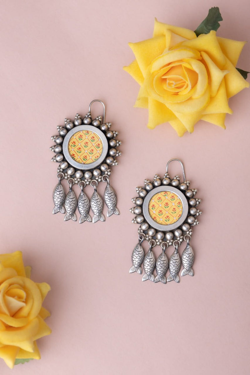 Mizoya Handpainted Fish Drop Necklace Earring Ring Set