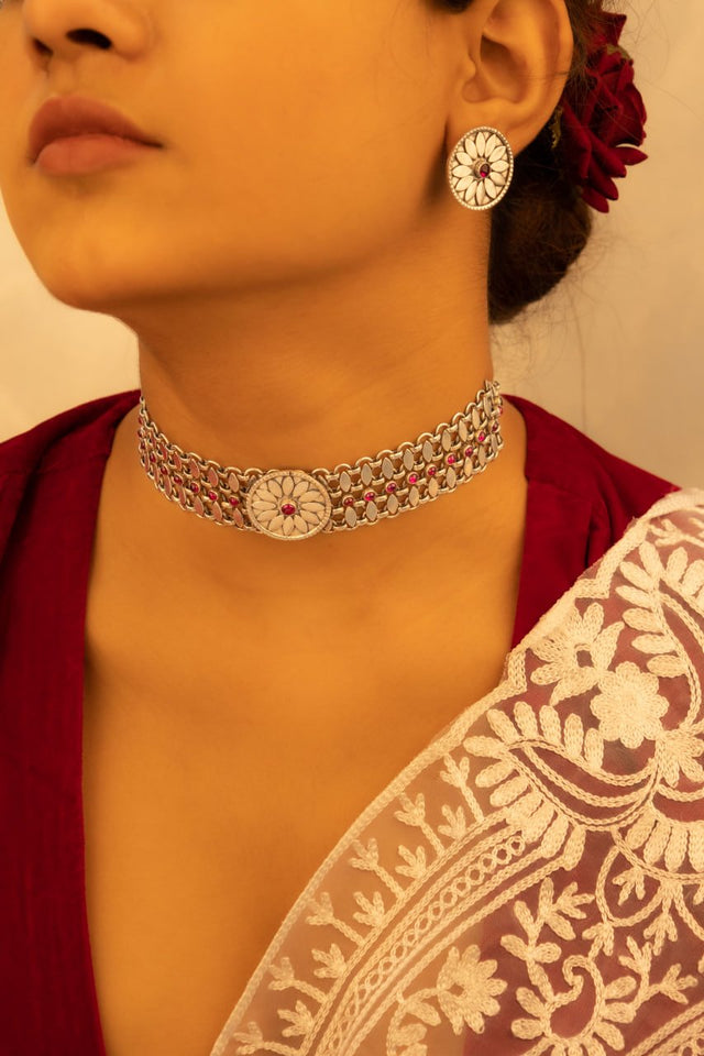 Mizoya Flower Motif Raani Jadau Choker Set