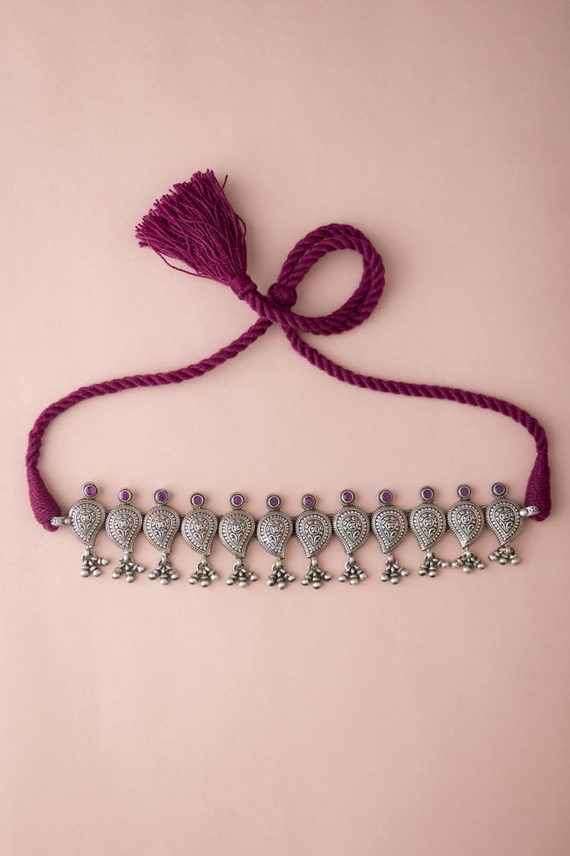 Mizoya Intricate Ghughri Drop Carry Motif Choker Earring Set