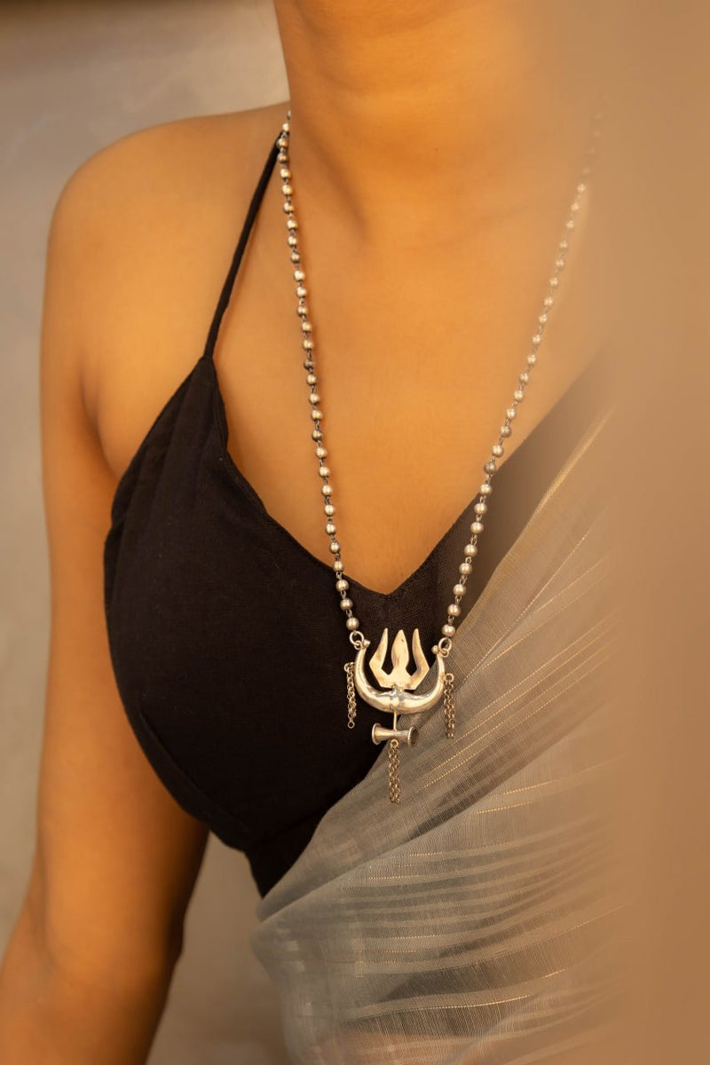 Moh Fine Trishul Ball Chain Necklace