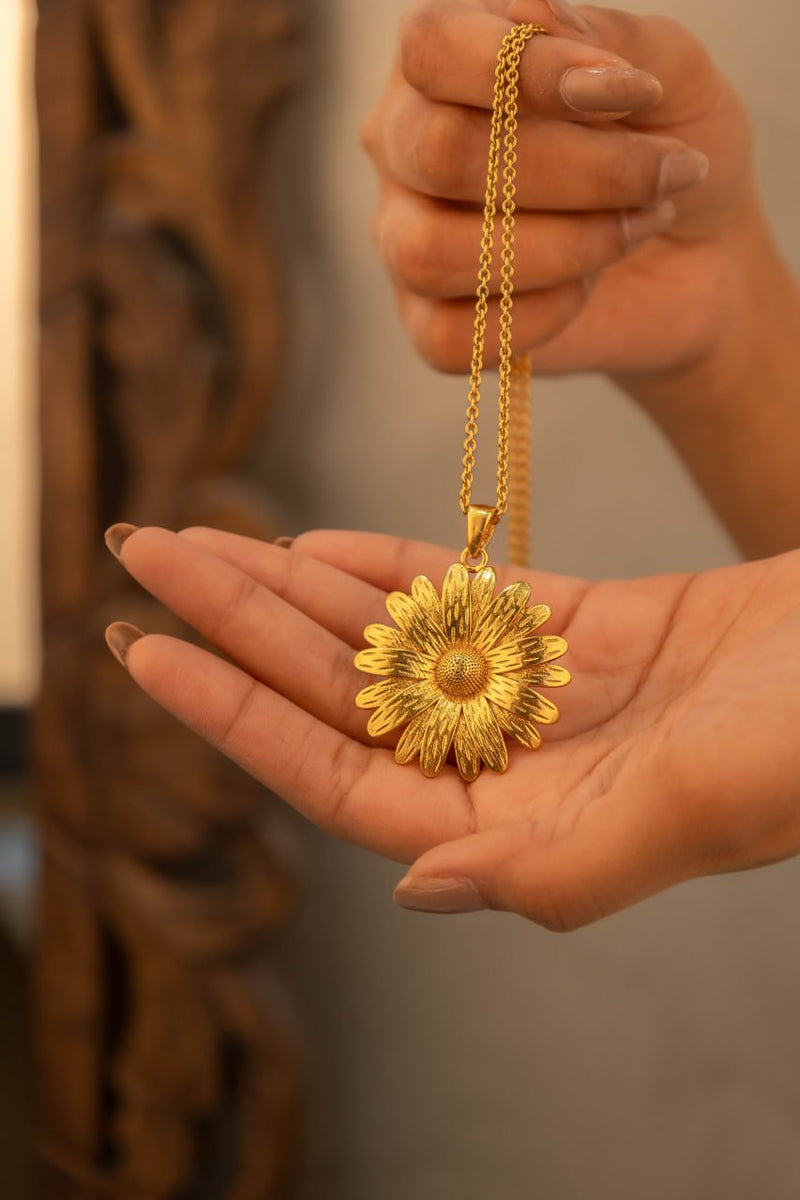 Moh Gold Sunflower Intricate Pendant - Main Image