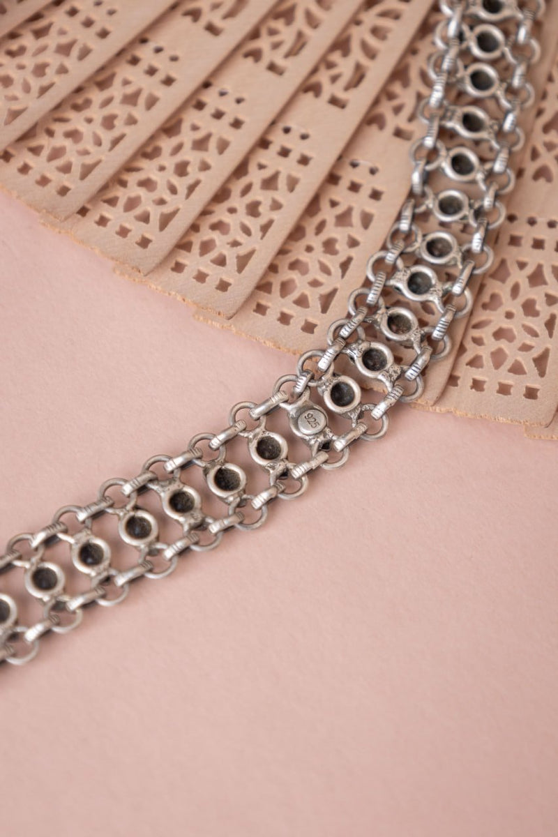 925 pure silver intricate peacock choker, side view