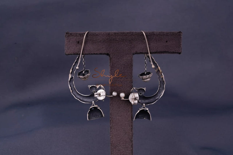 Qurbat Intricate Peacock Lamp Statement Earcuff