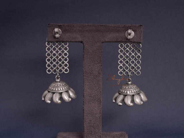 Mizoya Intricate Jali Vintage Umbrella Drop Earrings back