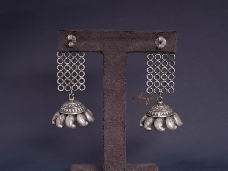 Mizoya Intricate Jali Vintage Umbrella Drop Earrings back