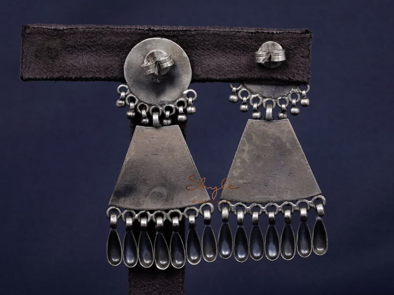 Mizoya Daana Detailed Motif Peacock Intricate Earrings back