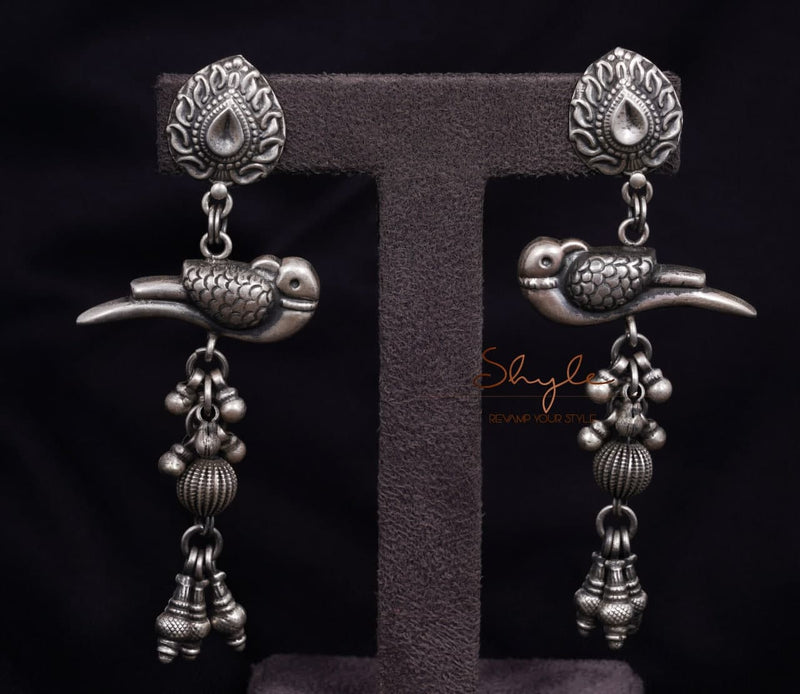Anvaya Parrot Motif Ghughri Drop Earrings front