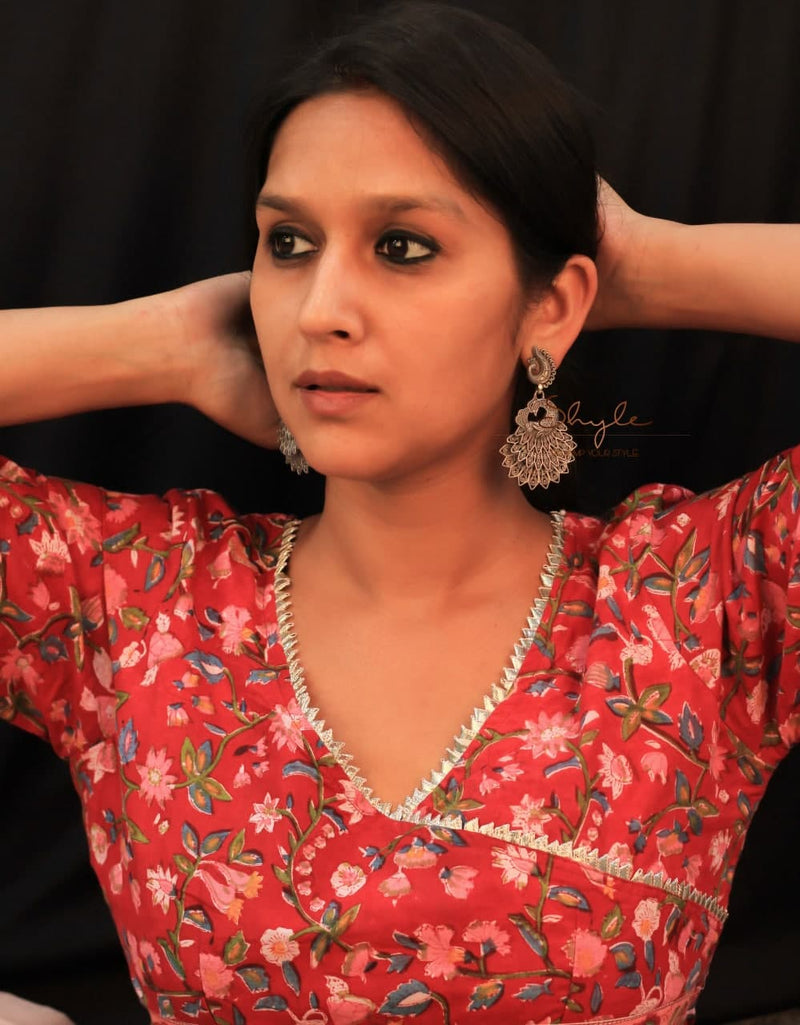Dulari Dancing Peacock Earrings model 2