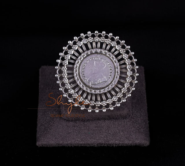 Anvaya Finely Carved Victorian Coin Ring