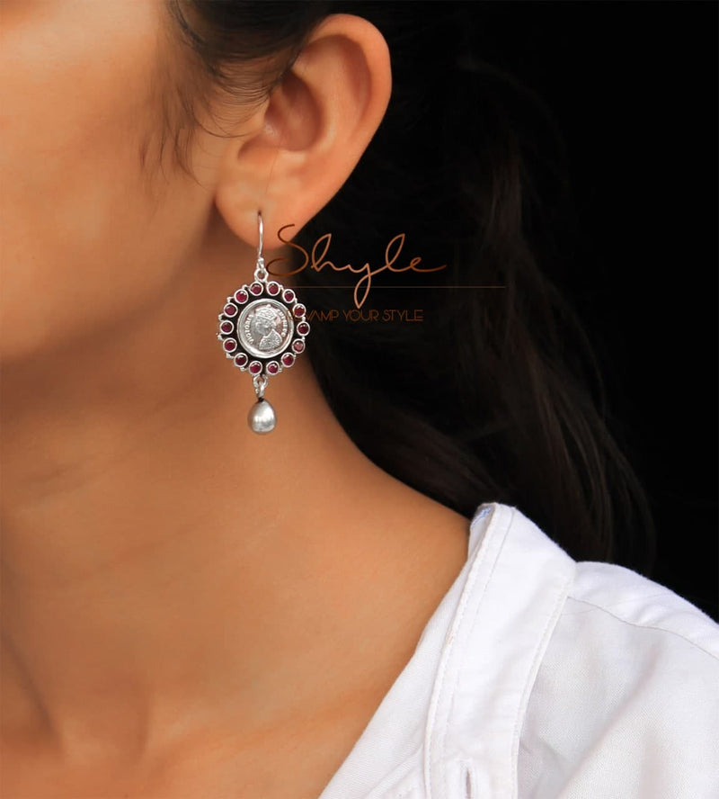 Moh Victorian Coin Drop Earring model