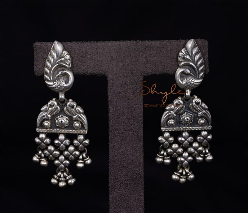 Mizoya Intricate Peacock Jali Earrings front