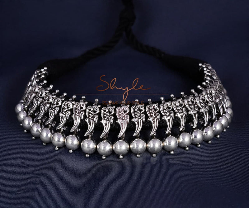 Anvaya Mini Parrot Silver Choker