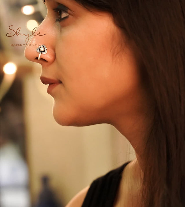 Adya Intricate leaf Cluster Fine Nose Clip on