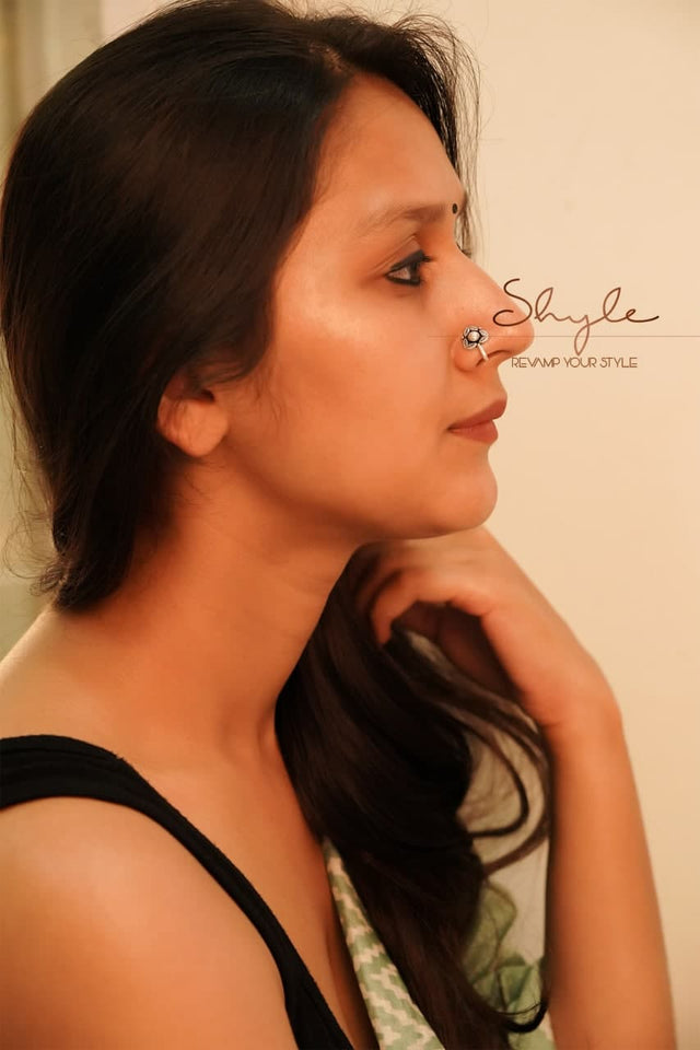Adya Intricate leaf Cluster Fine Nose Clip on