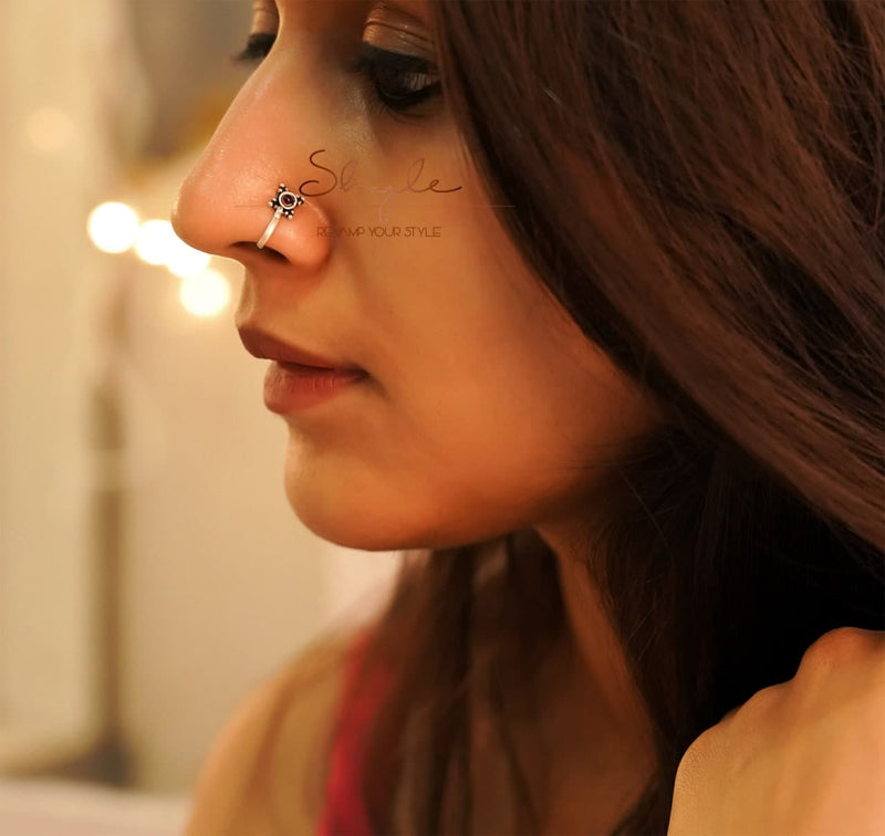 Moh Stone Studded Intricate Nose clip on