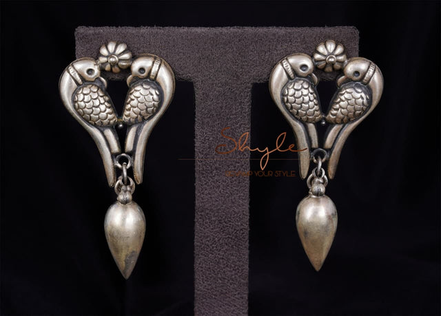 Dulari Dual Parrot Matte Drop Earrings front
