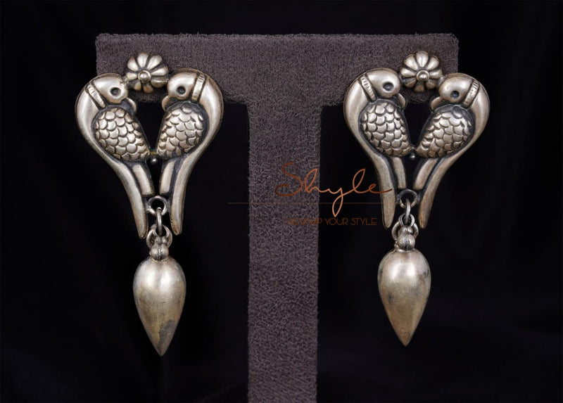 Dulari Dual Parrot Matte Drop Earrings front