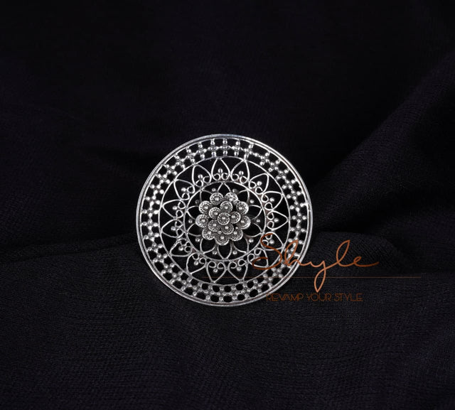 Anvaya Intricate Flower Motif Carved Ring