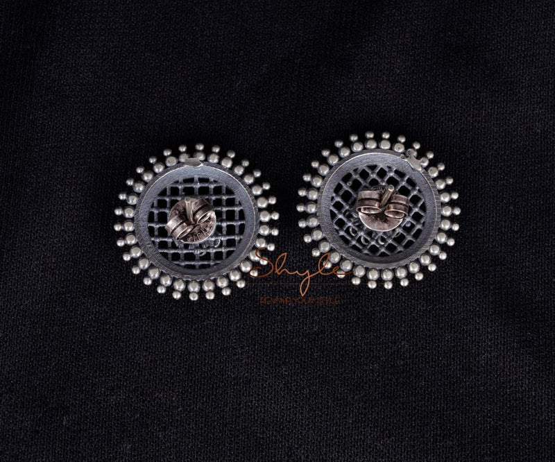 Adya Jali Motif Flower Embossed Earrings back