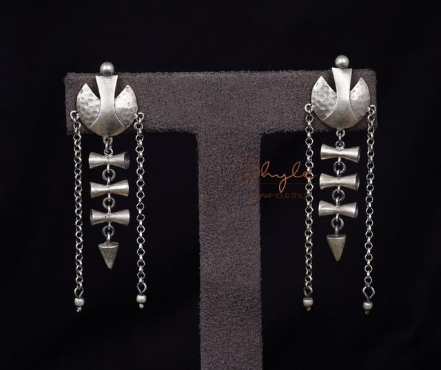 Mizoya Textured Damru Sequence Danglers front