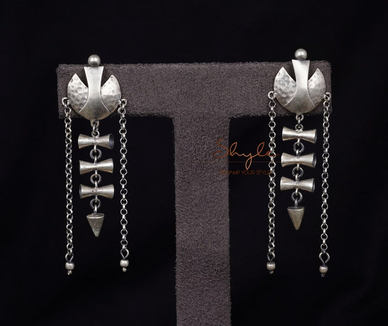 Mizoya Textured Damru Sequence Danglers front