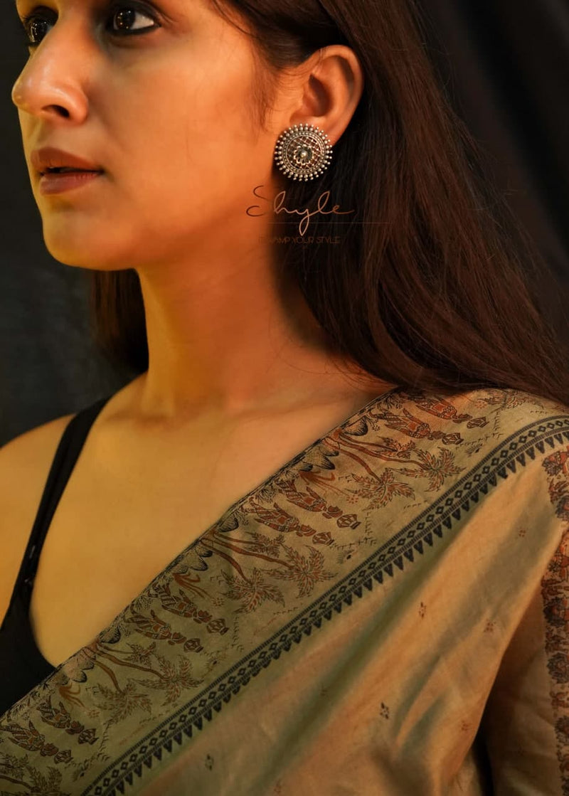 Adya Jali Motif Flower Embossed Earrings primary