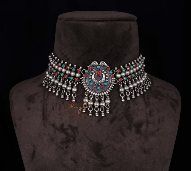 Tattva Jadau Turquoise Coral Ghughri Ball Choker