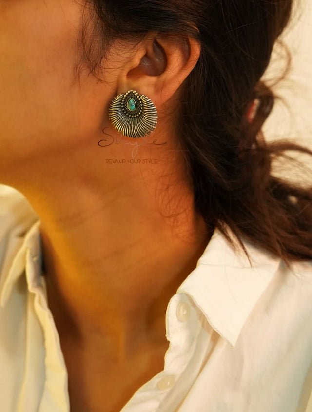 925 pure silver intricate sea shell drop earrings on white background
