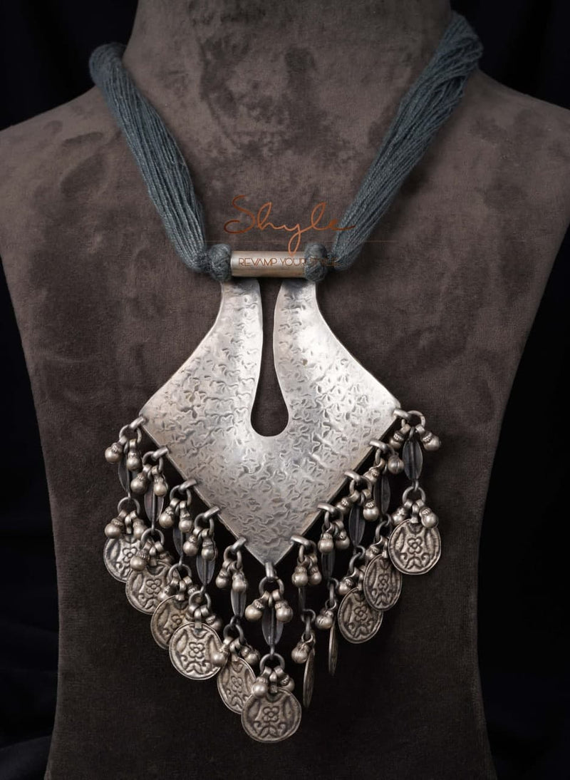 Anvaya Intricate Vintage Inspired Drop Statement Necklace