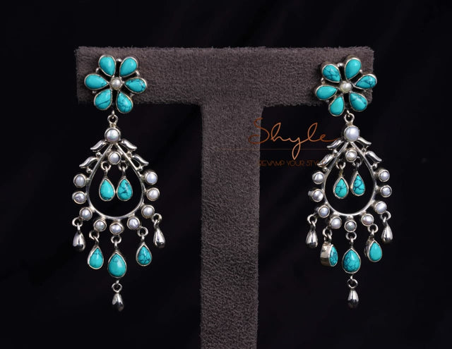 Essence Turquoise Pearl Jadau Earrings