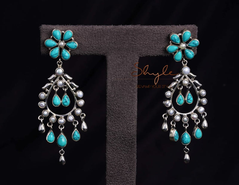 Essence Turquoise Pearl Jadau Earrings