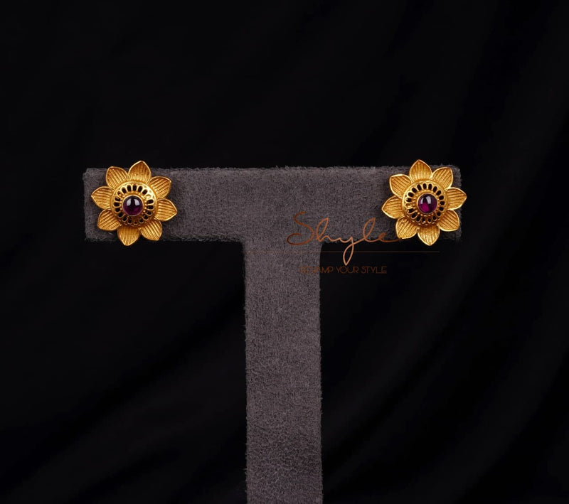 Adya Intricate Flower Versatile Gold earring front