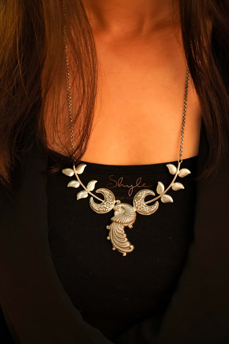 Moh Intricate Parrot Motif Statement Necklace