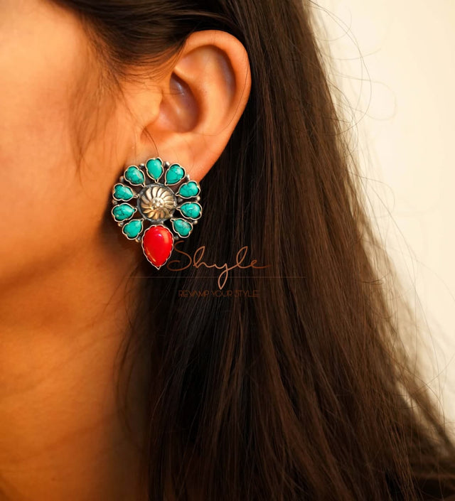Essence Turquoise Coral Studs
