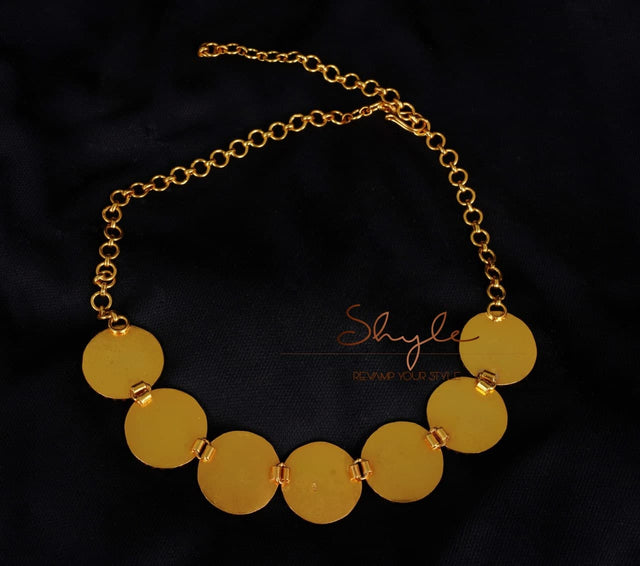 Adya Intricate Motif Sequence Gold Necklace