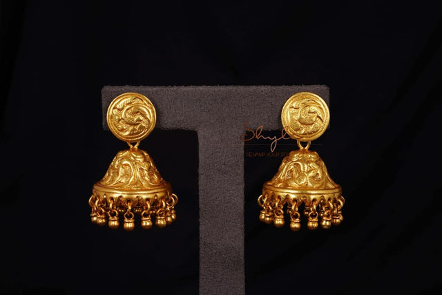 Tattva Gold Tone Chitai Classic Jhumka