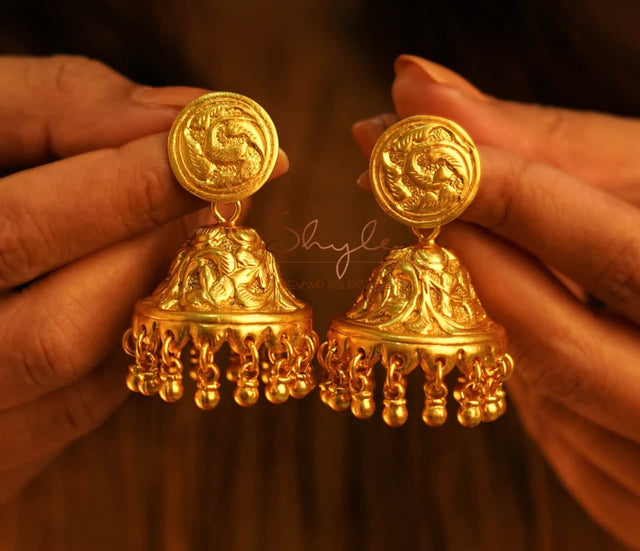 Tattva Gold Tone Chitai Classic Jhumka