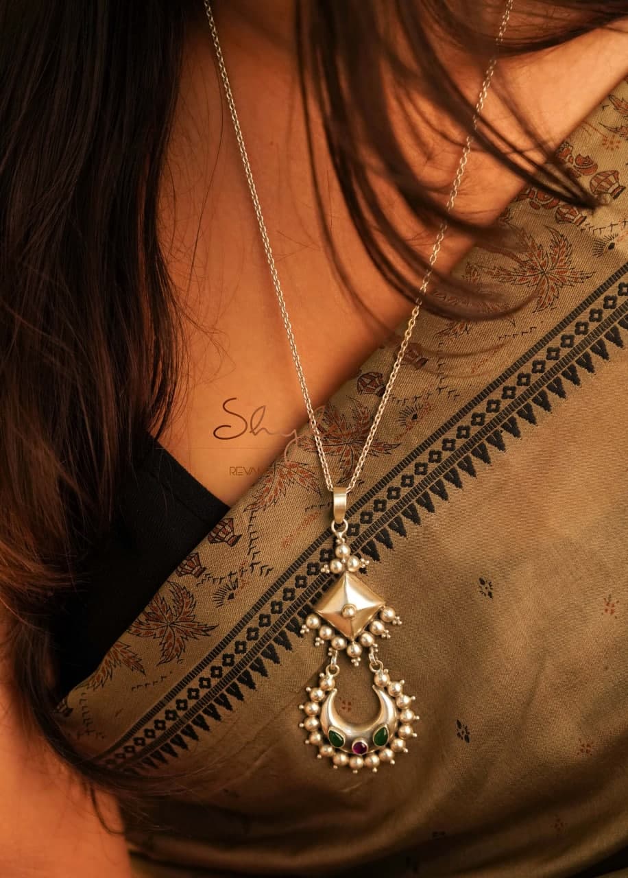 Mizoya Chandra Motif Drop Necklace