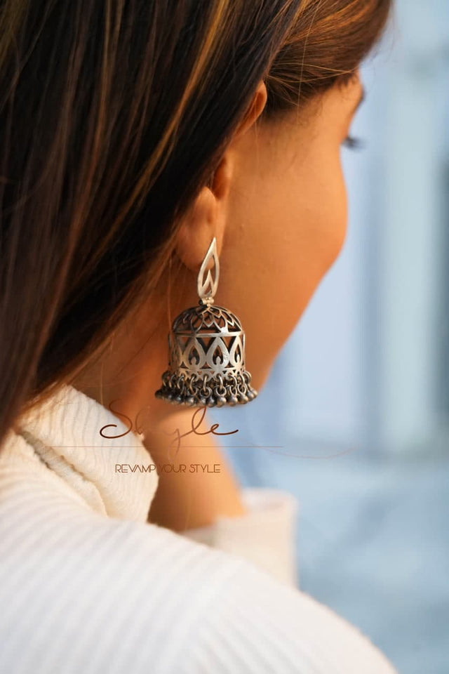 Mizoya Shiva Trinetra Motif Intricate Statement Jhumka