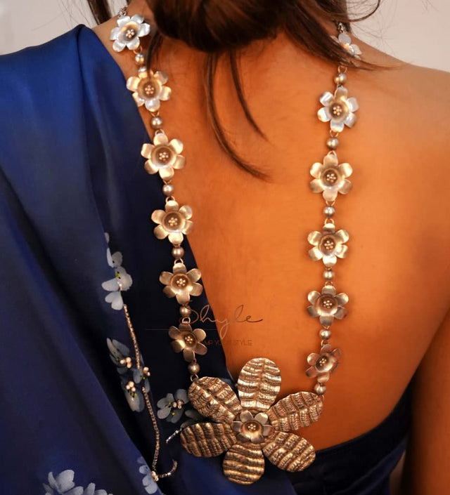 Qurbat Flower Leaf Statement Necklace