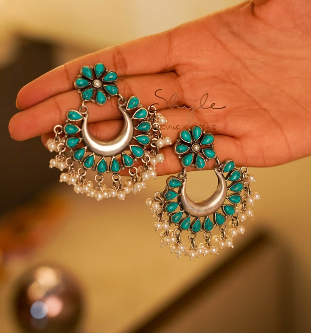 Tattva Turquoise Pearl Timeless Chandbali