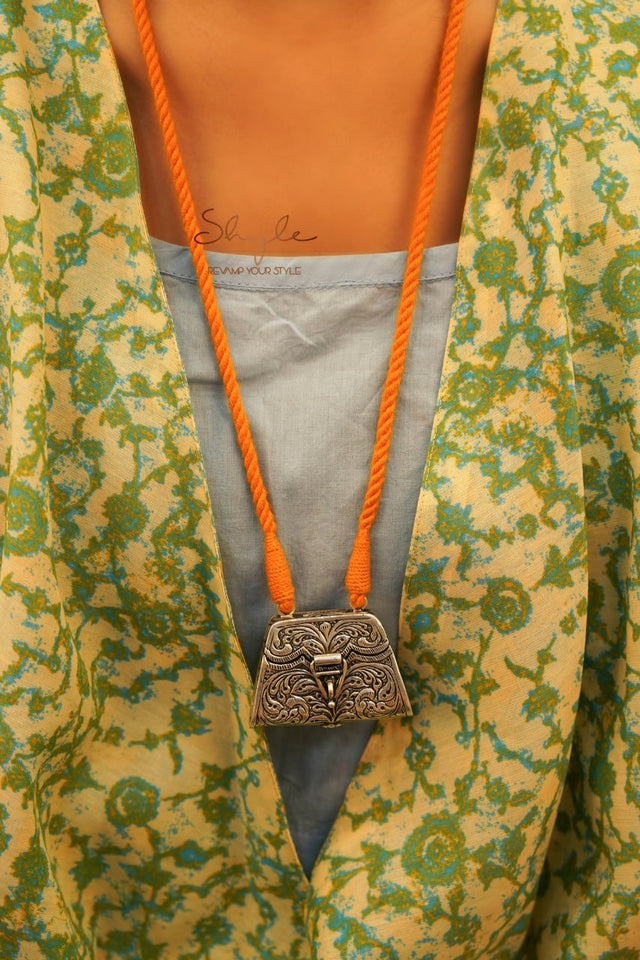 Adya Intricate Chitai Vintage Purse Dori Necklace