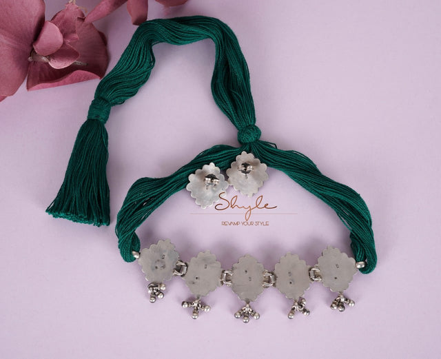 Mizoya Embossed Motif Ghughri Sequence Choker Set