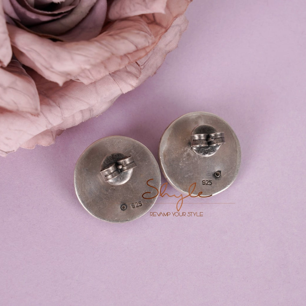 Adya Embossed Peacock Motif Intricate Stud Earring