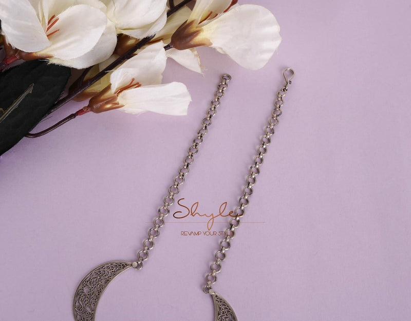Mizoya Statement Drop Crescent Moon Necklace Set