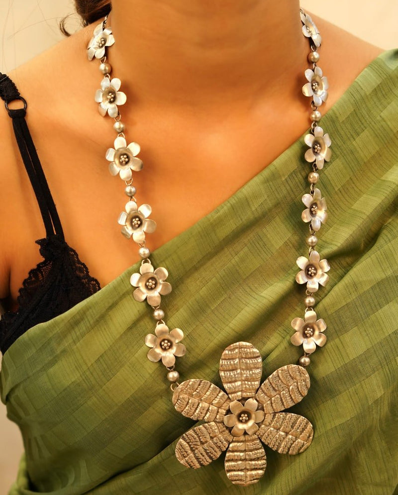 Qurbat Flower Leaf Statement Necklace